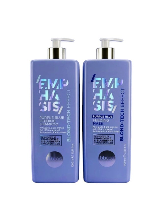 bbcos 1000ml Shampoo and 1000ml Hair Mask for Blonde Hair, Anti Yellow and Anti-Orange  With Chamomile  Blueberry Extract and Hyaluronic Acid. - Image 1