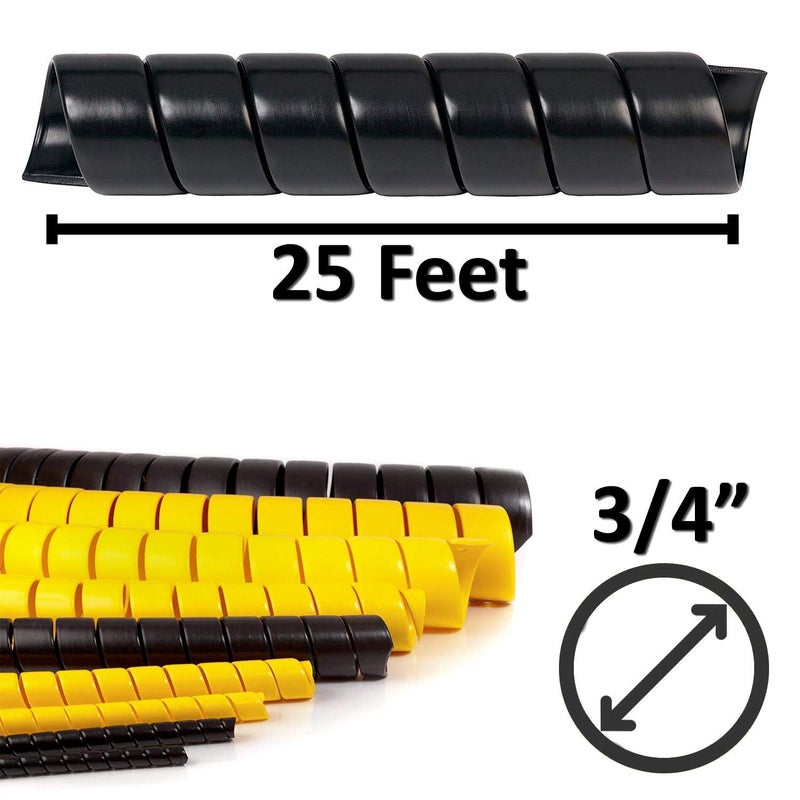 Electriduct 3/4 Inch Heavy Duty Spiral Wrap HDPE Flexible Plastic Cable Sleeve Hose Protector 25 Feet - Black - Image 3