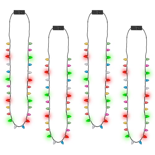 EOBOH 48PCS Christmas Necklaces Accessories Glow Xmas Necklaces Party Favors Christmas Lights Necklace 3 Modes Colorful Necklace Xmas Ugly Xmas New Year Party Supplies Bulk - Image 1