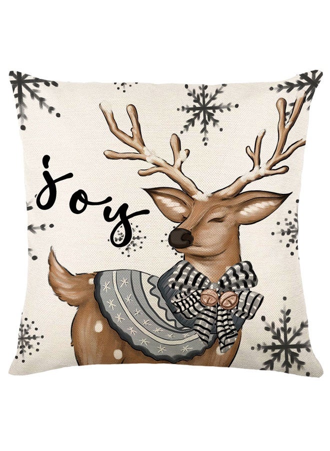 وهاواي Christmas Pillow Covers 45x45cm Xmas Throw Pillowcase Rustic Linen Cushion Case for Couch Sofa Home Decor Set of 4 Christmas Decorations Style E - Image 4