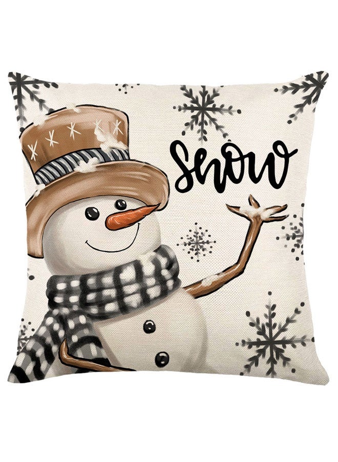وهاواي Christmas Pillow Covers 45x45cm Xmas Throw Pillowcase Rustic Linen Cushion Case for Couch Sofa Home Decor Set of 4 Christmas Decorations Style E - Image 5
