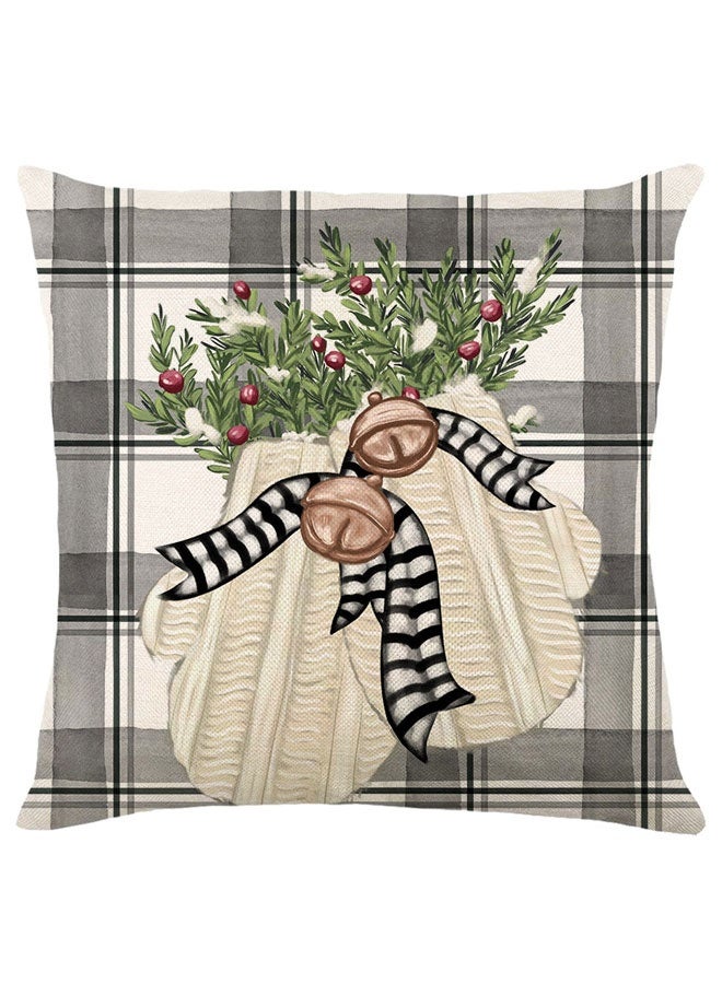 وهاواي Christmas Pillow Covers 45x45cm Xmas Throw Pillowcase Rustic Linen Cushion Case for Couch Sofa Home Decor Set of 4 Christmas Decorations Style E - Image 3