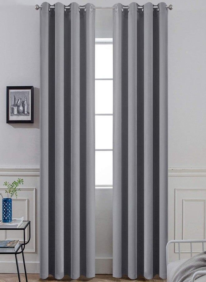 Yakamok Blackout Curtains Room Darkening Thermal Insulated Window Panels,Solid Grommet Top Drapes for Bedroom/Living Room(52Wx90L, Grey, 2 Panels) - Image 1