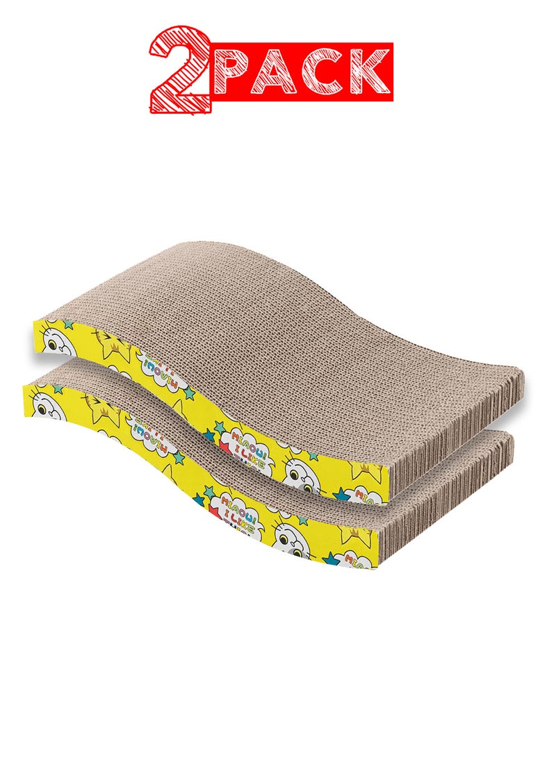 CATANES 2 Pack Cat Scratcher Cardboard Cat Scratch Pad with Premium Scratch Textures Design Durable Cat Scratching Pad Reversible - Image 1