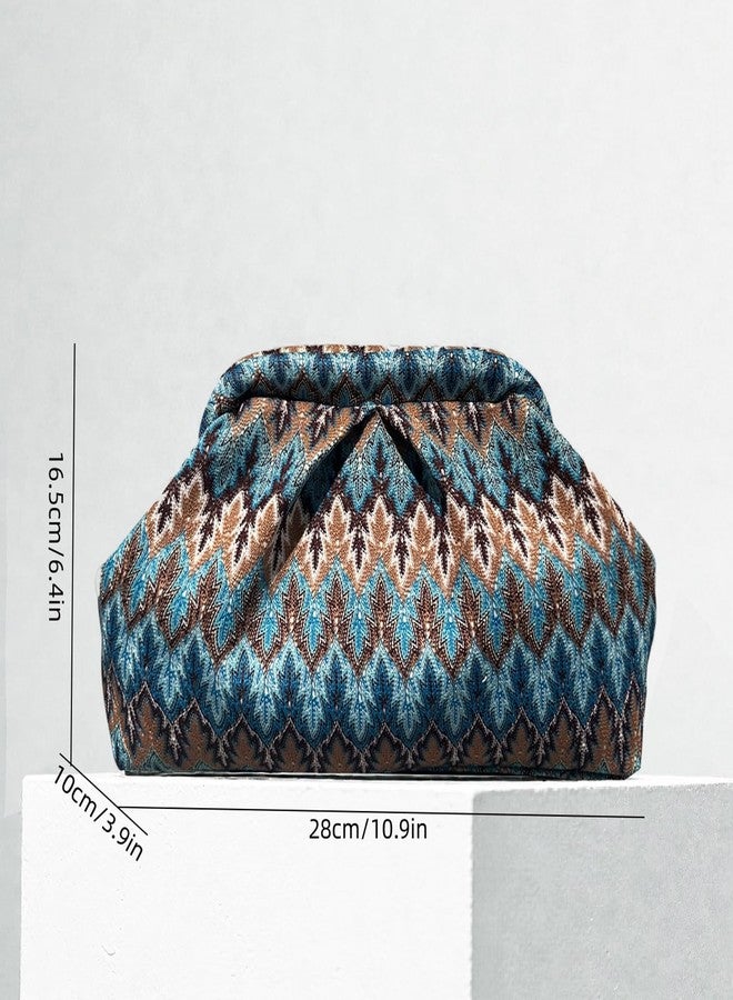 ENBEI Bohemian Blue Handmade Woven Clutch Purse handbag for women, Bridesmaid Gift, Birthday Gift Evening Bag for Wedding, Party, Formal Events - Image 5