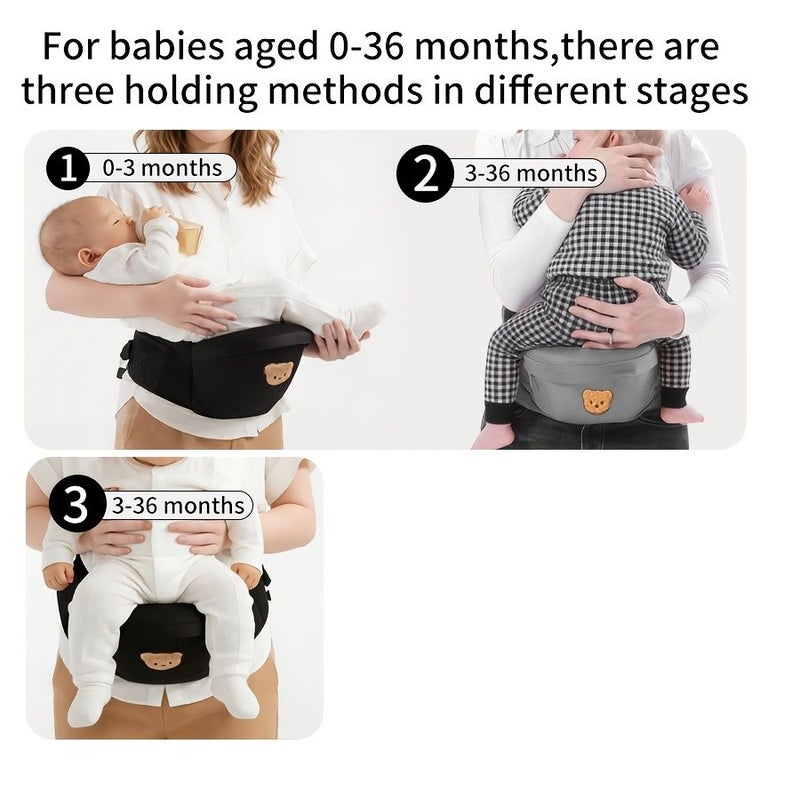 1pc Graphite Black Baby Waist Seat Lightweight Portable Multi Functional Infant Seat For Outings Storage Front Facing Design 0 36 Months Reduce Parental Fatigue - Image 5