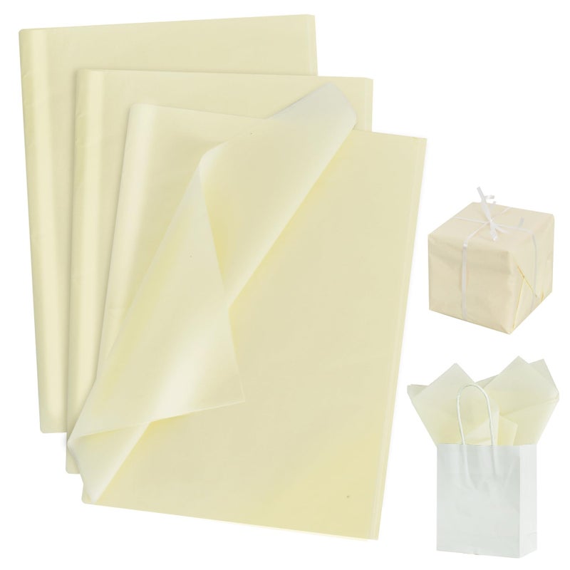 BEISHIDA 100 Sheets Cream Tissue Paper Bulk, Wrapping Tissue Paper for Gift Bags, 14 x 20 Inch Gift Wrap for Birthday Wedding Graduation DIY Crafts Holiday Flowers - Image 1