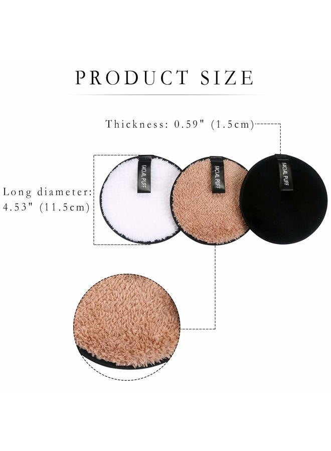 Vtrem 3 Colors Reusable Makeup Remover Pads Washable Double-Side Face Eye Lip Remover Pads Multi-Function Microfiber Soft Facial Cleaning Puffs Towels for All Skin, Black/White/Coffee - Image 3