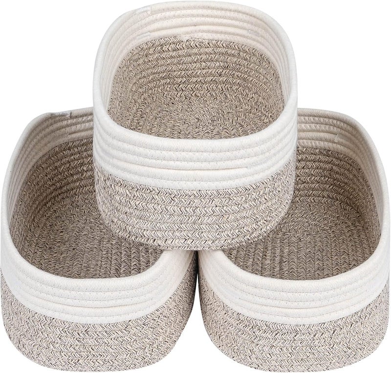 CubesLand Baskets for Shelves Storage,Cube Shelf Closet Storage Bins Set 3,Long-lasting &Skin-friendly Toy Basket Bin,Stylish Room Decor Basket,Woven Off White/Light Brown - Image 1
