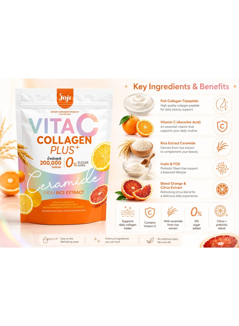 JOJI Vita C Collagen Plus+ from Rice Extract | Citrus Collagen Drink Mix with Vitamin C, Ceramide, Inulin & FOS - Image 3