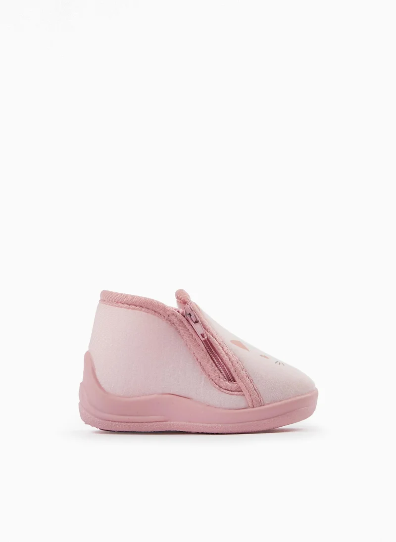 Zippy Slippers for Baby Girls 'Kitty', Pink