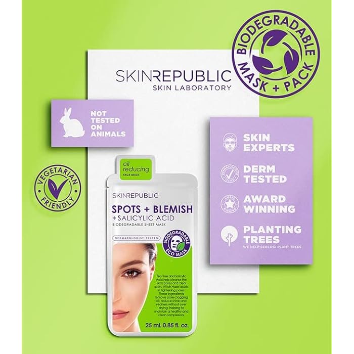 Skin Republic Spots + Blemish Sheet Mask. Clinically Proven to Reduce Pimples Skin in 7 Days. Made in Korea. - Image 2