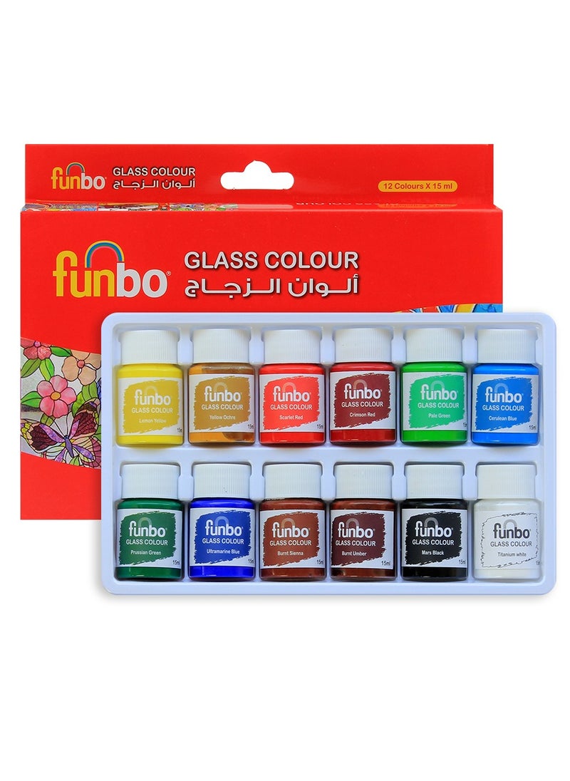 Funbo 12-Piece Glass Colour Set 15ml Content  - Image 1