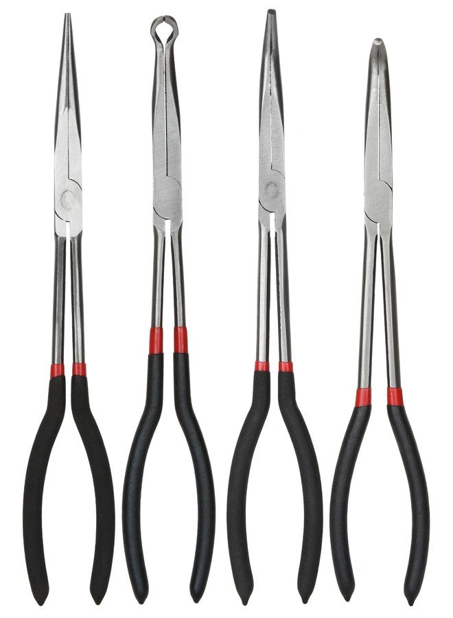 DAJAVE 4 Pack Needle Nose Pliers Set, 11 inch Long Reach Plier, Straight Needle Noses Plier, 45 & 90 Degree Angle Curved Needle Nose Pliers,Spark Plug Removal Tool - Image 1