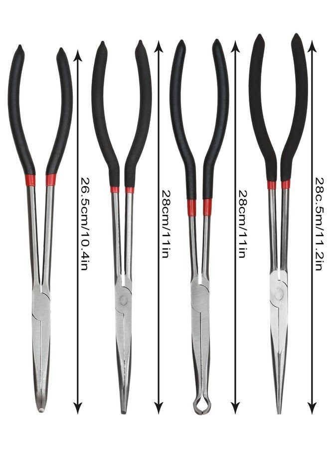 DAJAVE 4 Pack Needle Nose Pliers Set, 11 inch Long Reach Plier, Straight Needle Noses Plier, 45 & 90 Degree Angle Curved Needle Nose Pliers,Spark Plug Removal Tool - Image 2