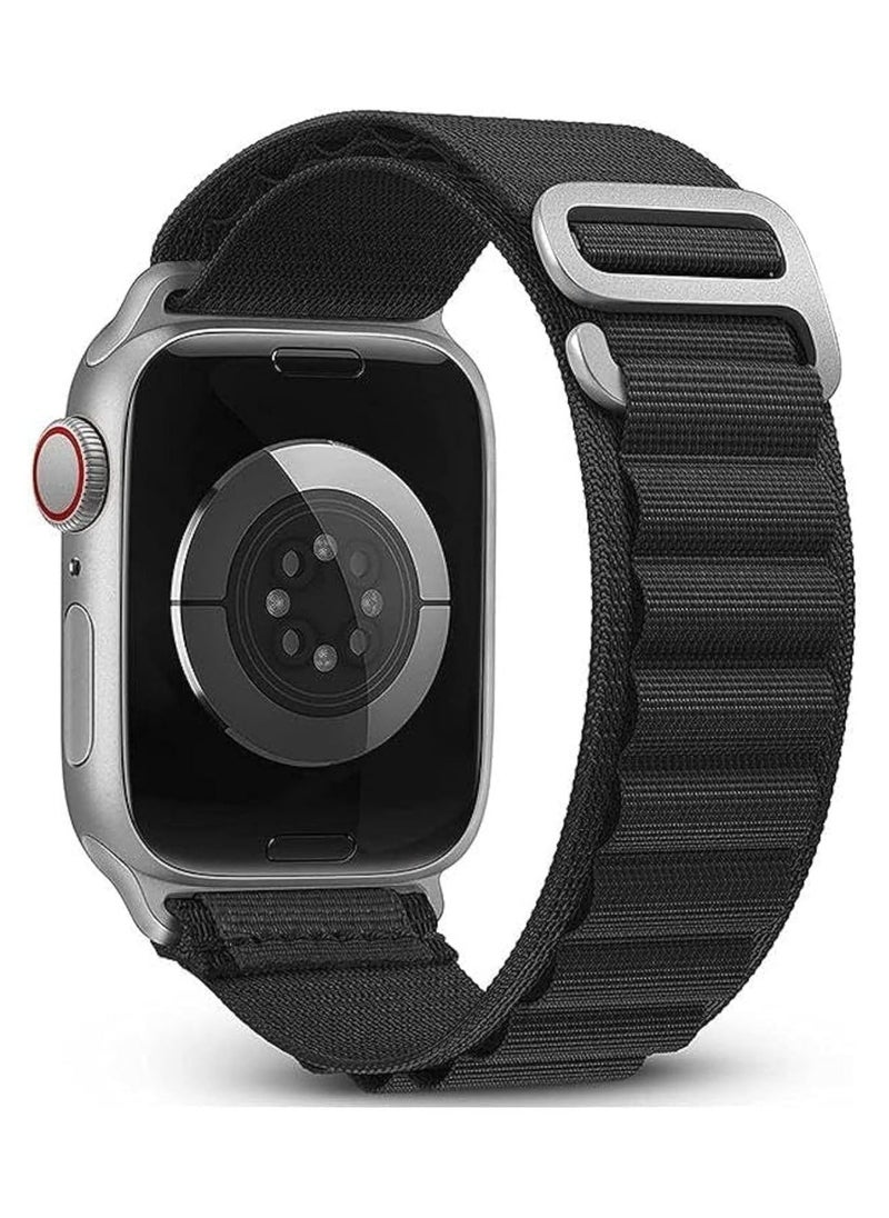 بيوينتي Watch Band Ultra Strap 42mm 44mm 45mm 49mm Alpine Loop Nylon Replacement Bands with Adjustable Sport Titanium G-hook Braided Straps for iWatch Ultra Series 8 7 SE 6 5 4 3 2 1(black) - Image 1