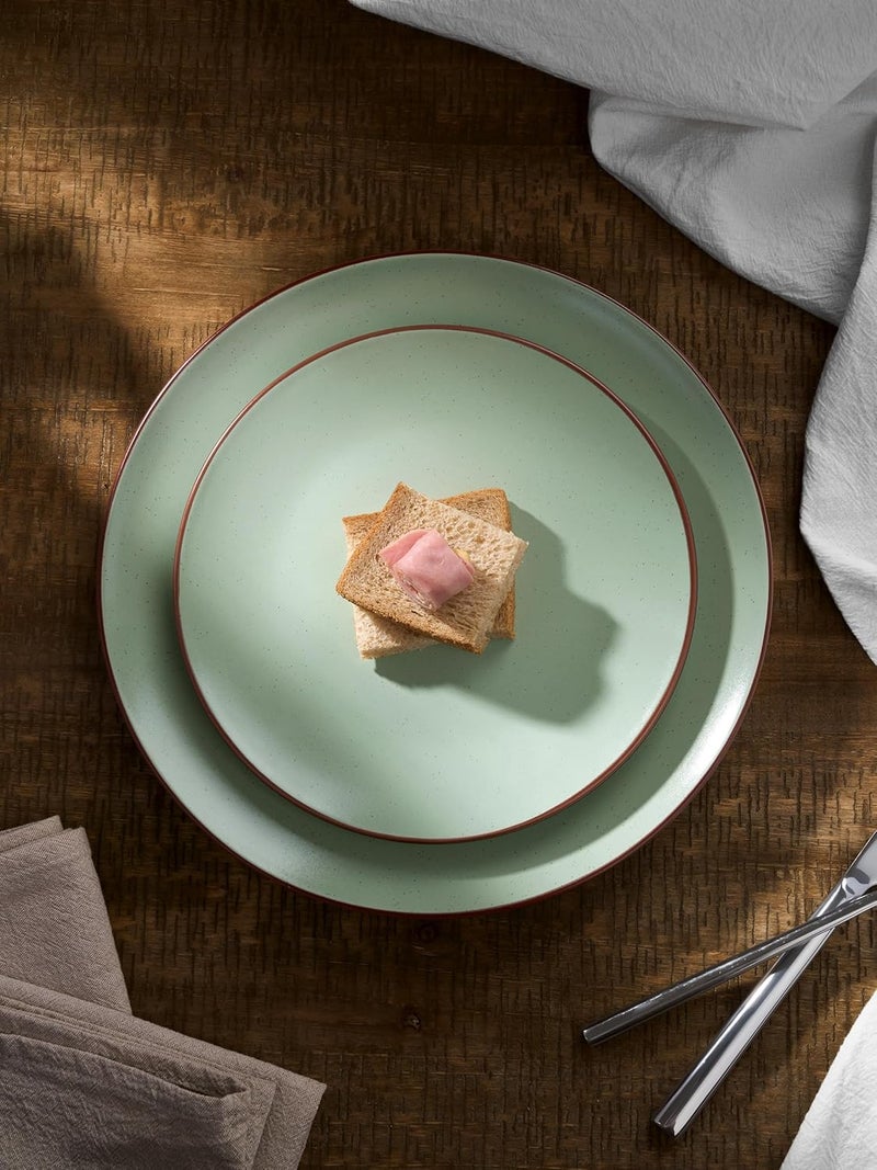 Famiware Venus Ceramic Plates and Bowls Sets Speckled Dinnerware Dish Sets for 6 18 Pieces  Microwave and Dishwasher Safe Matte Light Green - Image 3