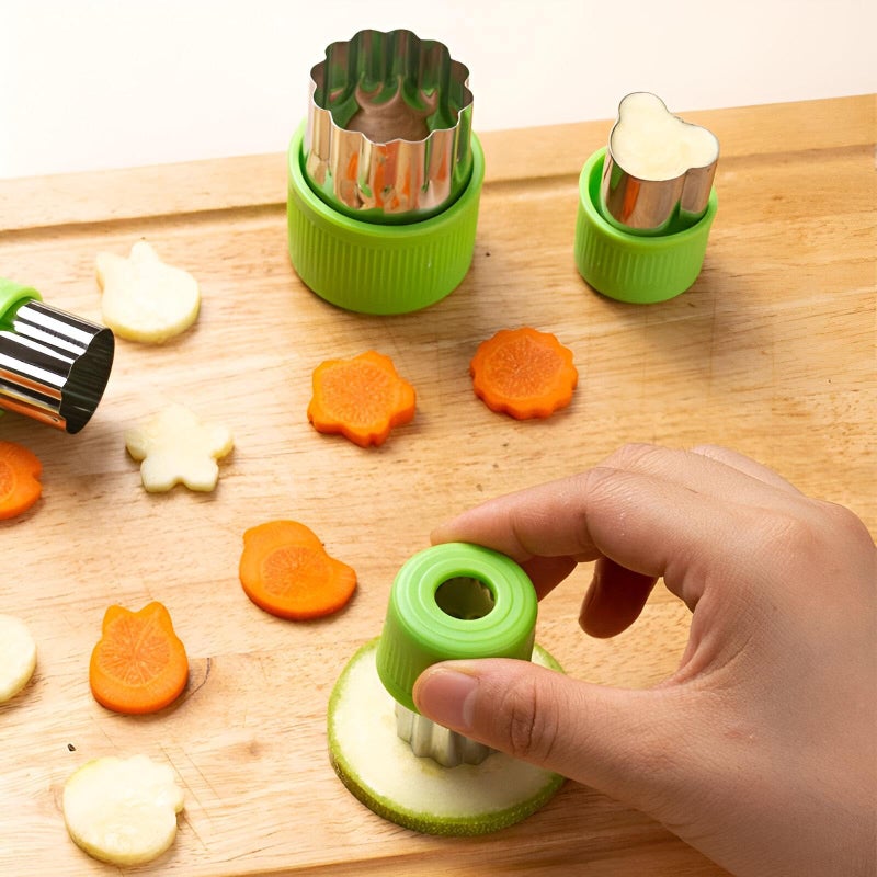 Food Prep Accessories - 9-Item Cutter Set for Fruits, Vegetables, and Pastries, Ideal for Kids' Food Art and Baking Projects in Green Color - Image 2