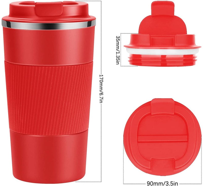 Wosta Insulated Travel Coffee Mug 2.0 | Double Wall Vacuum Stainless Steel Fat-Bottomed Coffee Cup Tumbler with Spill Proof Flip Lid for Hot and Ice Beverages (Red Color, 380 Ml) - Image 2