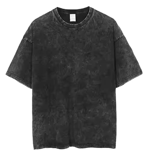 boffi ... 100% Cotton Oversized T-Shirt Unisex Drop Shoulder Dye Washed Street Look Black Pack of 1 (in, Alpha, 2XL, Regular, Black) - Image 1