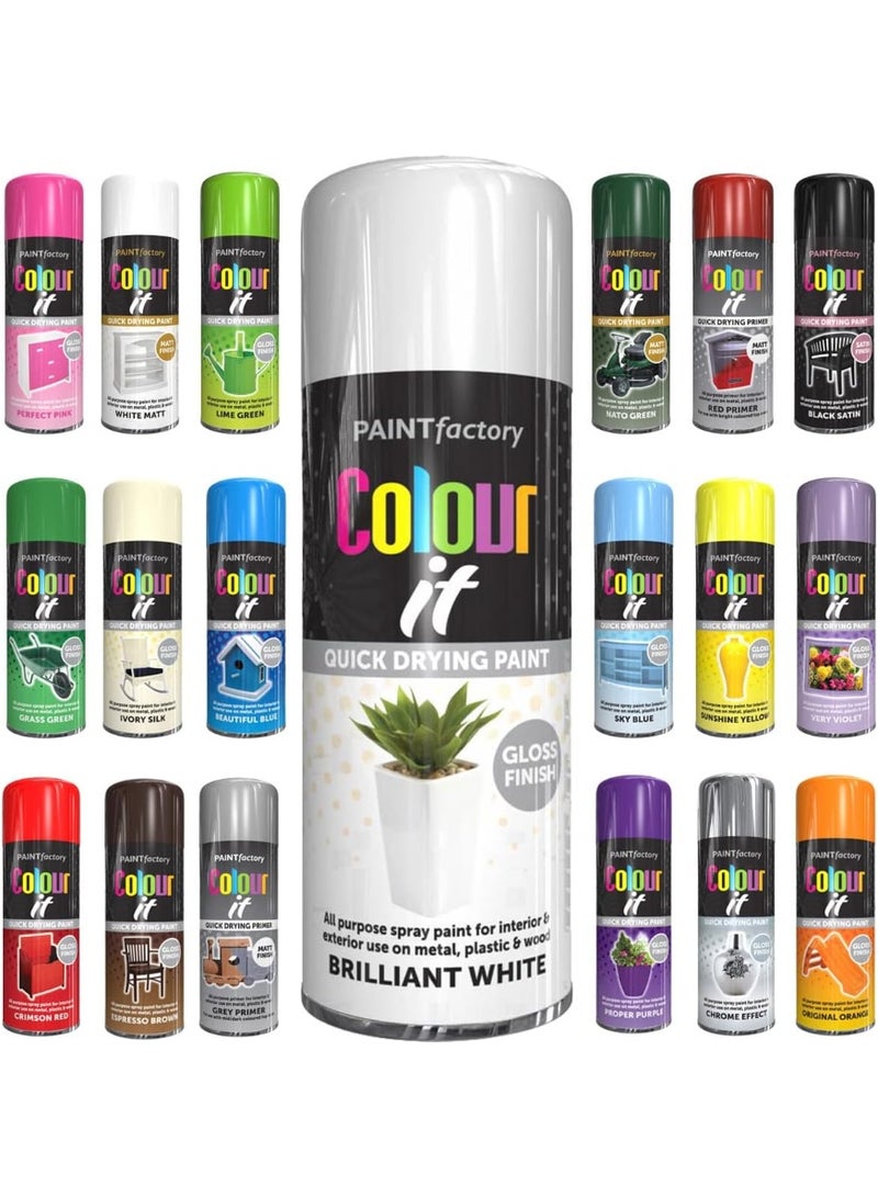 مصنع الطلاء دهان بخاخ لامع أبيض براق من باينت فاكتوري ٤٠٠مل - يجف بسرعة عالي الأداء، مناسب للاستخدام الداخلي والخارجي، للاستعمال على المعدن والبلاستيك والخشب. - Image 2