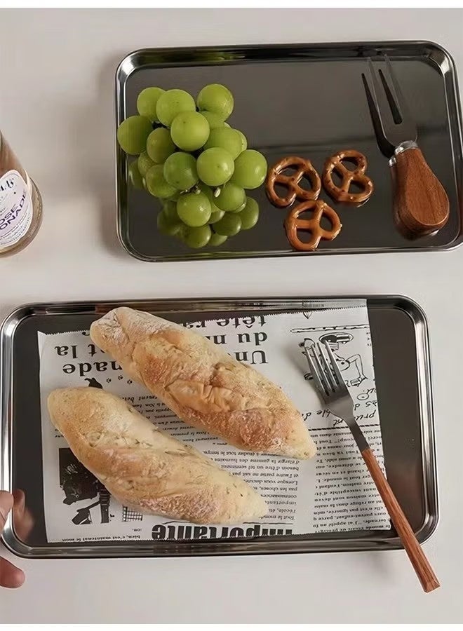 أخبار قطعتان من صينية الفولاذ المقاوم للصدأ صغيرة الحجم لتقديم البرجر والعصير والقهوة والكعك وهدايا العيد - Image 3