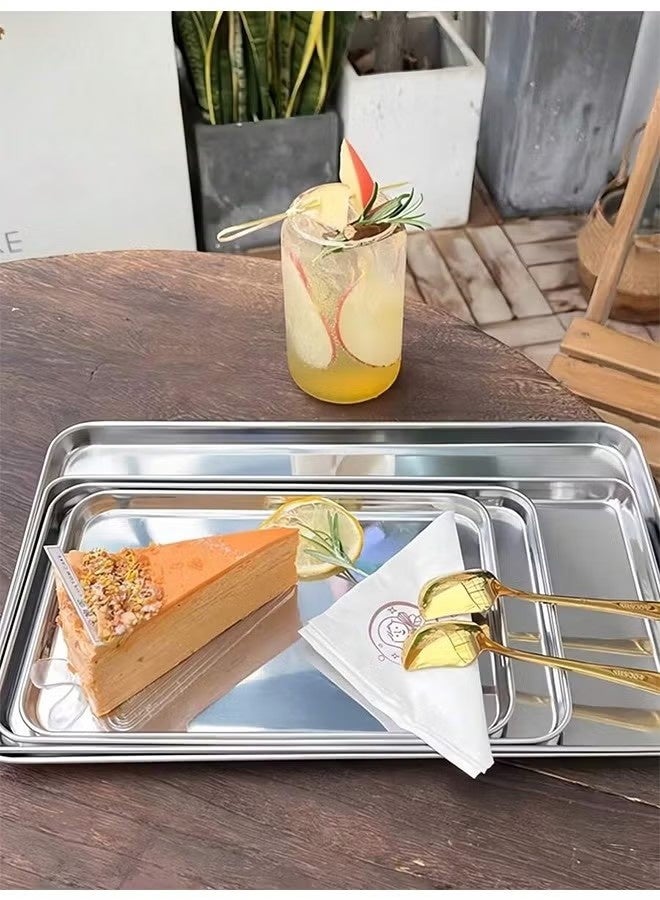 أخبار قطعتان من صينية الفولاذ المقاوم للصدأ صغيرة الحجم لتقديم البرجر والعصير والقهوة والكعك وهدايا العيد - Image 4