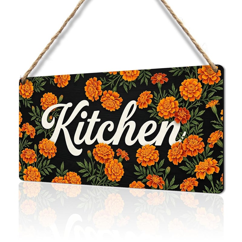 Al Raied ARS Rustic Farmhouse Kitchen Wall Decor Floral Wood Hanging Sign - Image 1