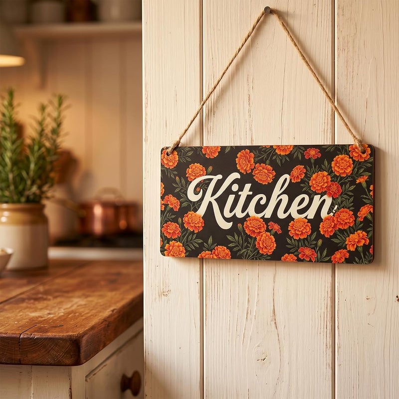 Al Raied ARS Rustic Farmhouse Kitchen Wall Decor Floral Wood Hanging Sign - Image 4