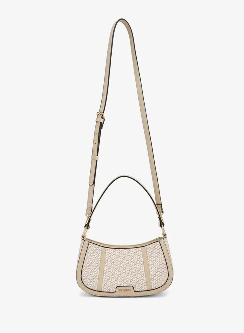 Celeste Monogram Print Shoulder Bag With Zip Closure