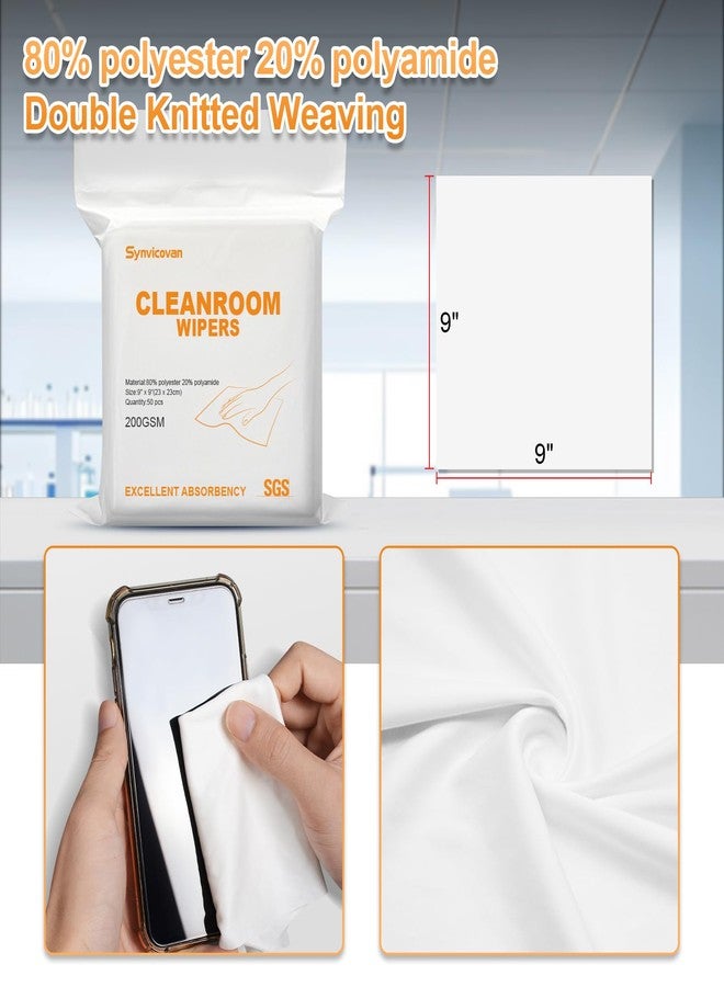 Synvicovan Microfiber Wipes 9"x9"(50 Pcs,Class 100, 200GSM Superfine Lint Free Cloths Cleaning and Drying Cloths Reusable Ultra Absorbent for All Surface Types - Image 3