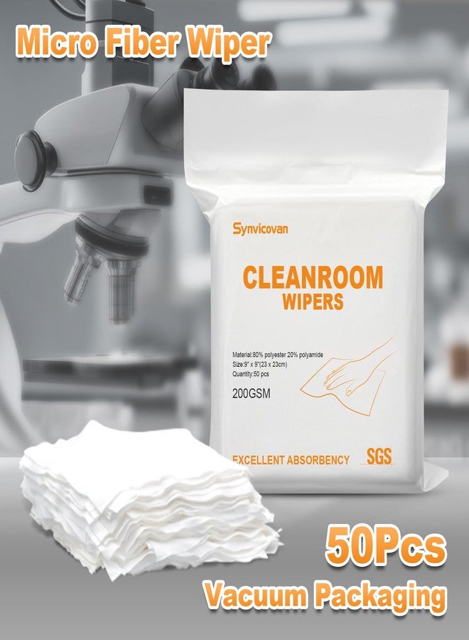 Synvicovan Microfiber Wipes 9"x9"(50 Pcs,Class 100, 200GSM Superfine Lint Free Cloths Cleaning and Drying Cloths Reusable Ultra Absorbent for All Surface Types - Image 2