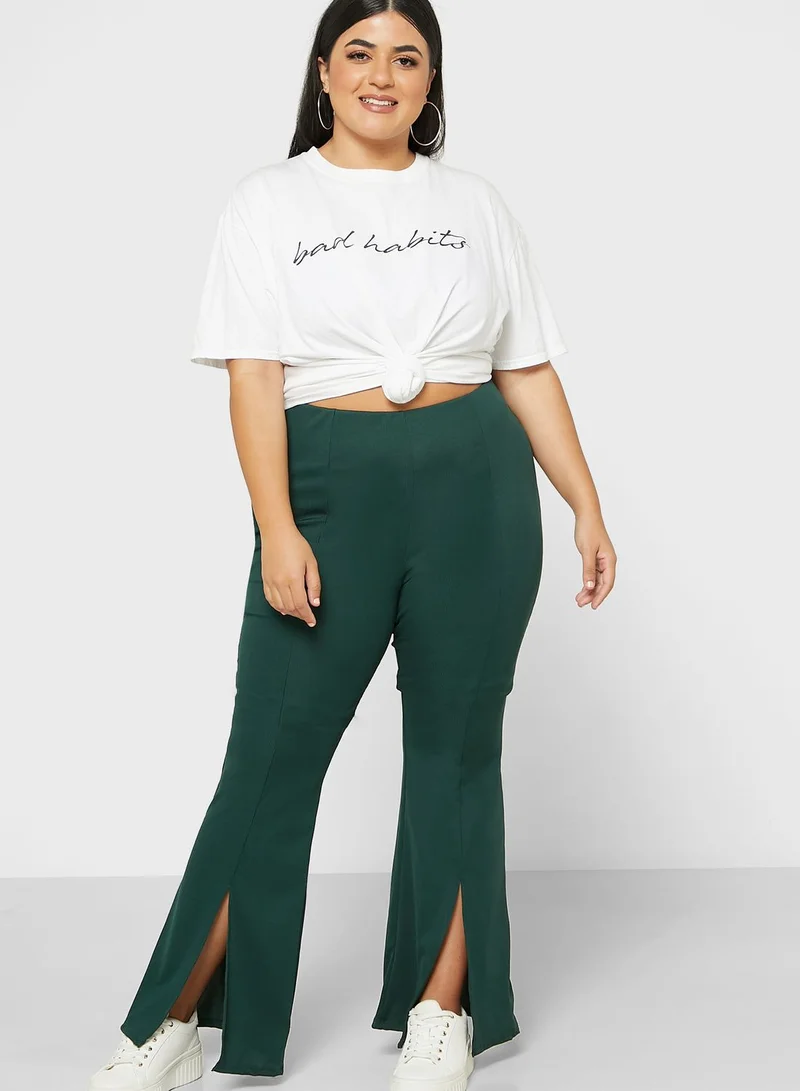 River Island Plus Slit Hem High Waist Pants