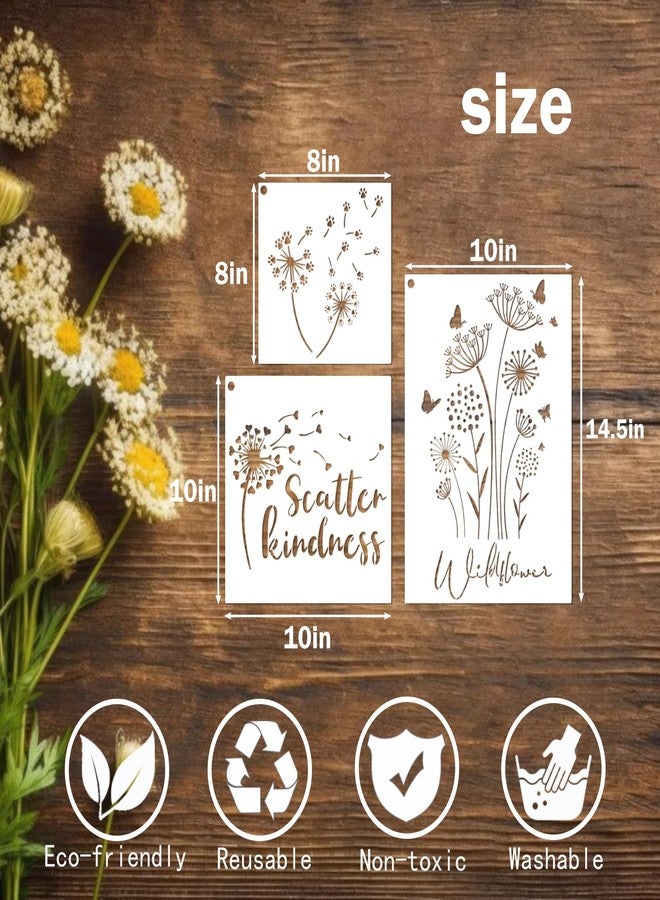 yhslmh Large Dandelion Stencils Painting on Wood Walls 14.5 X 10 inch Flower Paint Stencil Art Crafts Projects Drawing Reusable Burning Pattern on Canvas Decorating for Kids Adult (Dandelion) - Image 2