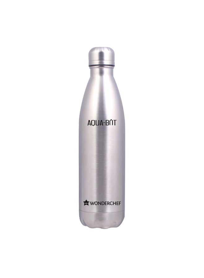 Wonderchef Aqua-Bot, 500ml, Double Wall Stainless Steel Vacuum Insulated Hot and Cold Flask, Spill & Leak Proof, Silver, 2 Years Warranty - Image 1