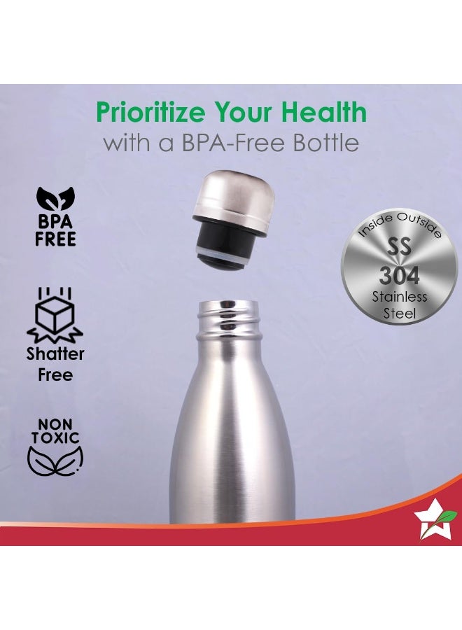 Wonderchef Aqua-Bot, 500ml, Double Wall Stainless Steel Vacuum Insulated Hot and Cold Flask, Spill & Leak Proof, Silver, 2 Years Warranty - Image 2