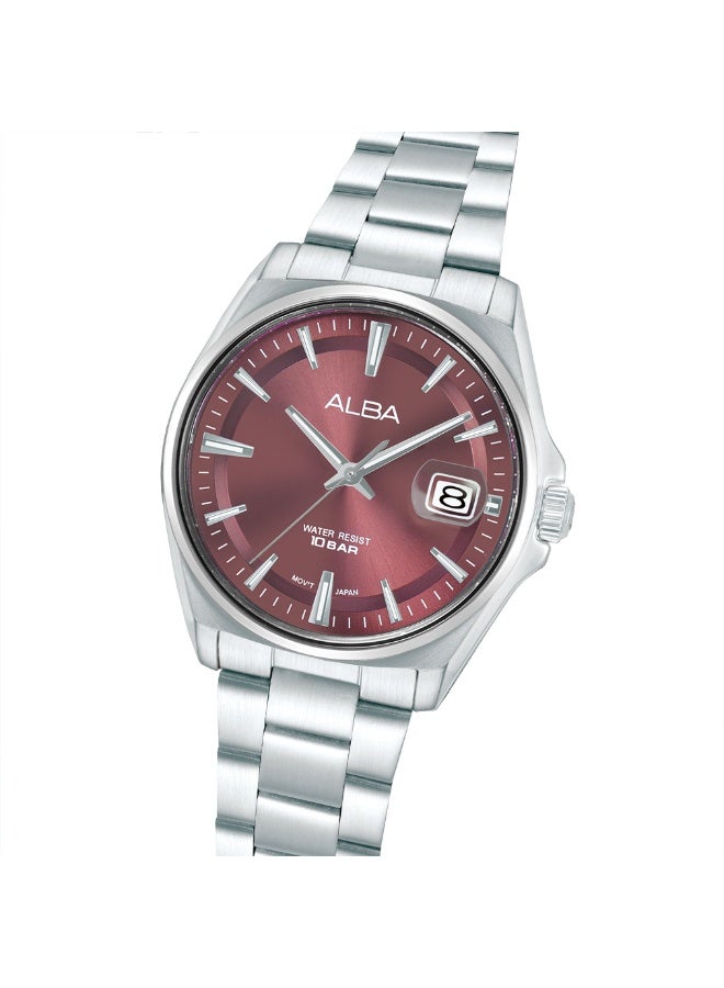 Alba Active Men’s Watch AS9V91X1, 39 mm Burgundy Dial, Stainless Steel Case & Bracelet, 100 m WR - Image 4