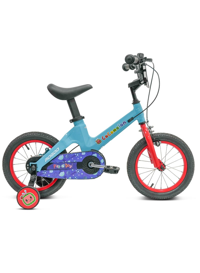 MOGOO Spark 12-Inch Kids Bike|12 Inch Wheel Size|Adjustable Seat |Training Wheels | Cocomelon Blue Color - Image 1