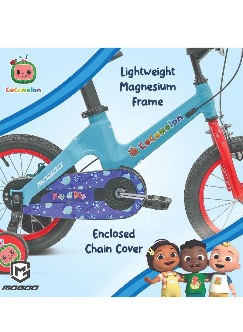 MOGOO Spark 12-Inch Kids Bike|12 Inch Wheel Size|Adjustable Seat |Training Wheels | Cocomelon Blue Color - Image 3