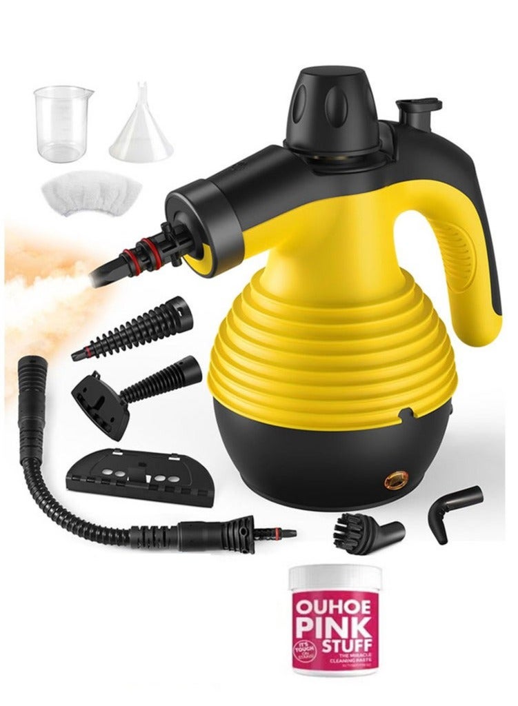 Arabest 1050W Handheld Steam Cleaner for Home,Pressurized Steam Cleaner with 9 Accessories and Safety Lock, 9.8Ft Extended Power Cord,Chemical-Free, Multi-Purpose Steamer for Home Use, Floor, Car, Upholstery, Grout,Included Gifts(Cleaning Cream),Yellow/Black - Image 1