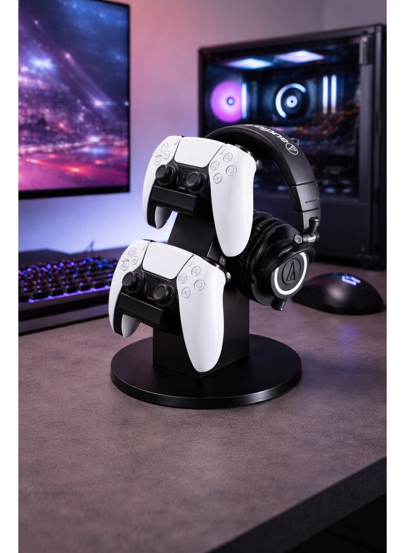 Dual Controller & Headphone Stand – Gaming Desk Organizer for PS5 Controllers (25 cm Height, 17 cm Base) - Image 5