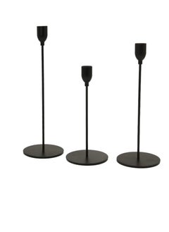 BODHI Candlesticks Candleholder – 3Pcs Matte Black Candlestick Holders – Ultra-Elegant & Sleek Taper Candle Holders – Ideal for Wedding, Holidays, housewarming gifts, home decor, romantic dinner, Chic  - Image 1