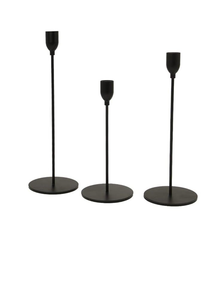 BODHI Candlesticks Candleholder – 3Pcs Matte Black Candlestick Holders – Ultra-Elegant & Sleek Taper Candle Holders – Ideal for Wedding, Holidays, housewarming gifts, home decor, romantic dinner, Chic  - Image 1