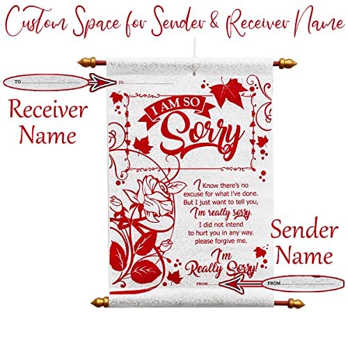 Saugat Traders Sorry Message Scroll Card - Apology Gift For Girlfriend-Wife-Friend-Girls-Boys-Husband - Red & White 30 CM - Image 2