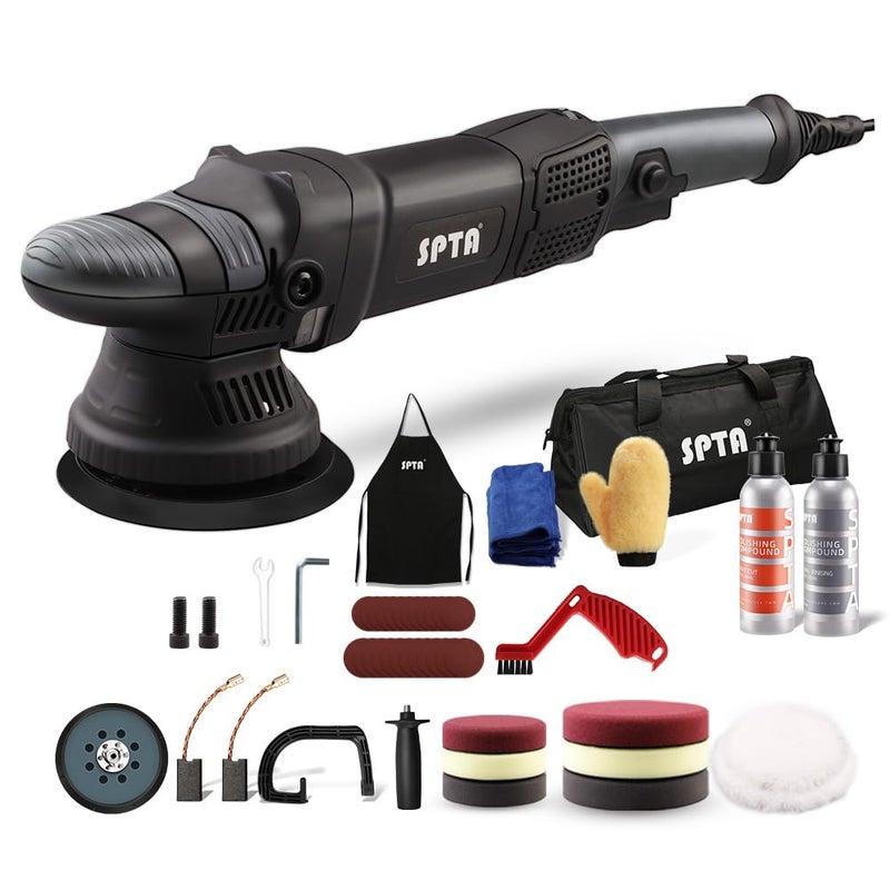 SPTA Buffer Polisher, SPTA 5-Inch 125mm Dual Action Random Orbital Car Polishing Machine,Car Detailing Kit, 4Pcs 5inch & 4Pcs 6Inch Polishing Pad,Packing Bag for Car Polishing and Waxing - Image 1