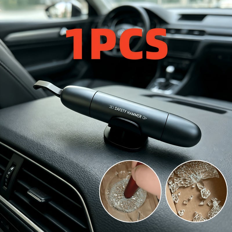 Mini Portable 2 In 1 Car Emergency Escape Safety Hammer Gentleman Gray With Seat Belt Cutter Tungsten Steel Alloy Integrated Molding Window Breaking Self Rescue Tool - Image 2