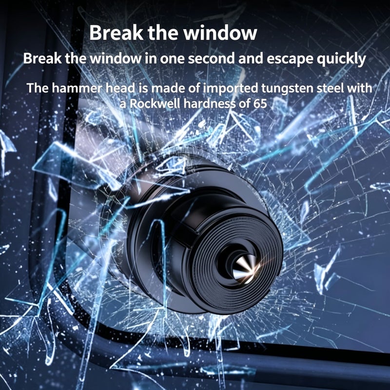 Mini Portable 2 In 1 Car Emergency Escape Safety Hammer Gentleman Gray With Seat Belt Cutter Tungsten Steel Alloy Integrated Molding Window Breaking Self Rescue Tool - Image 3