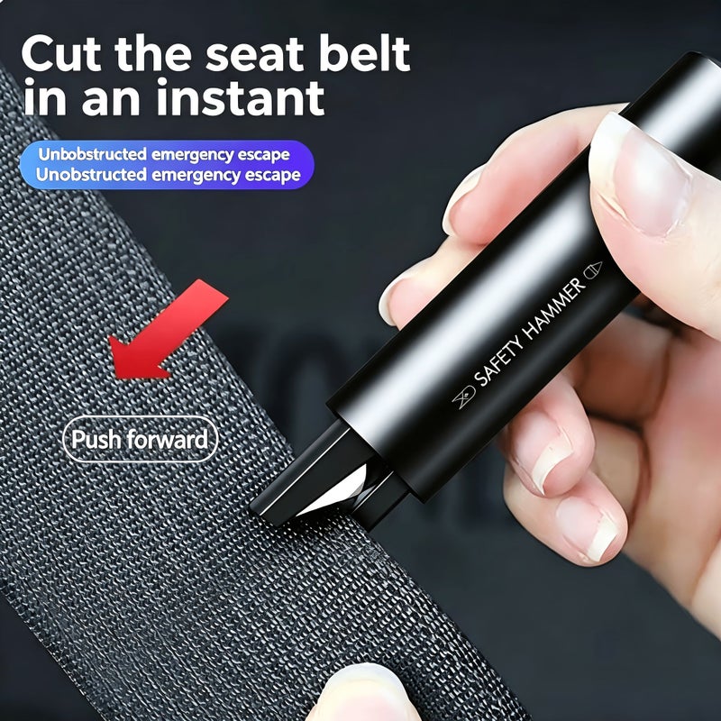 Mini Portable 2 In 1 Car Emergency Escape Safety Hammer Gentleman Gray With Seat Belt Cutter Tungsten Steel Alloy Integrated Molding Window Breaking Self Rescue Tool - Image 5