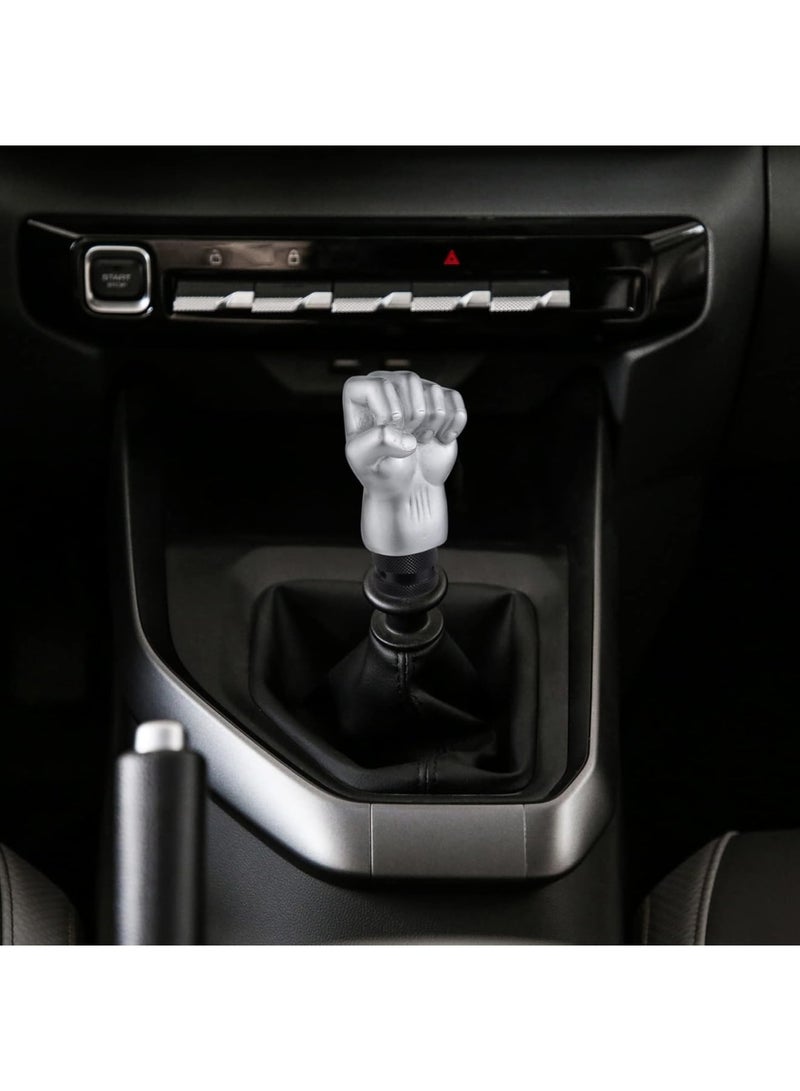 SOLARAE Fist Shift Knob, Fist Shift Knob Gear Shift Knob for Cars and Trucks, Silver Gear Lever Stick Shifter Handle for Most Manual Automatic Vehicles Truck SUV Car - Image 5