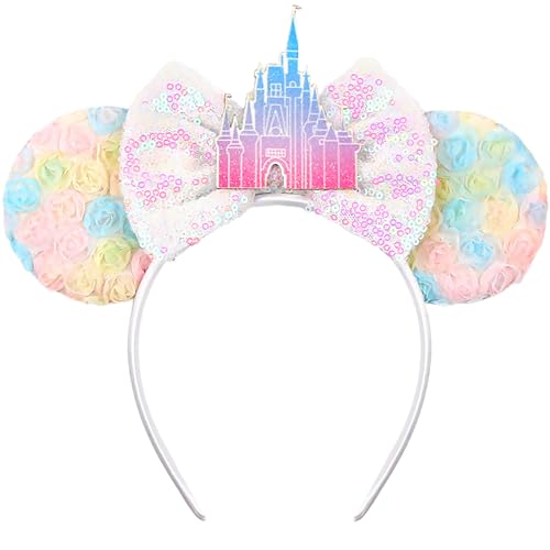 MADO ffloral mouse ear headbands for women girls, princess floral palace mouse ears costume accessories for adults women girls - Image 1